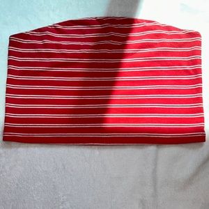 “wild fable” red and white striped tube crop top, size M